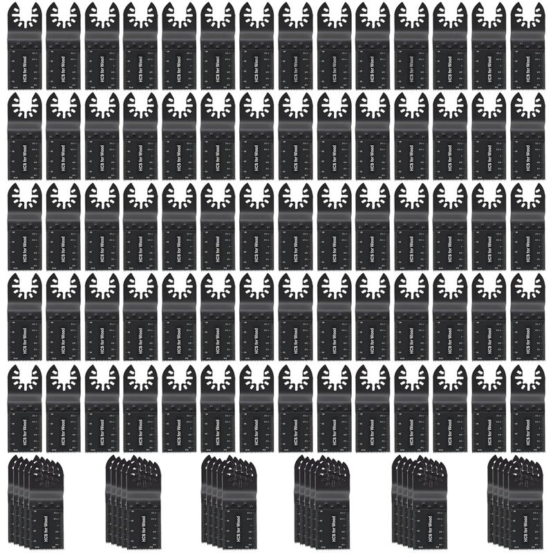 Carrollar 100Pcs Oscillating Saw Blades, Universal Oscillating Tool Blades, Multi Tool Blades Kits for Wood Plastics Metal,Quick Release Blades for Dewalt Ryobi Bosch Milwaukee - Image 1